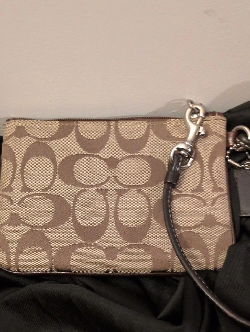 Coach Tan and Brown Signature Canvas Wristlet - Picture 5 of 7